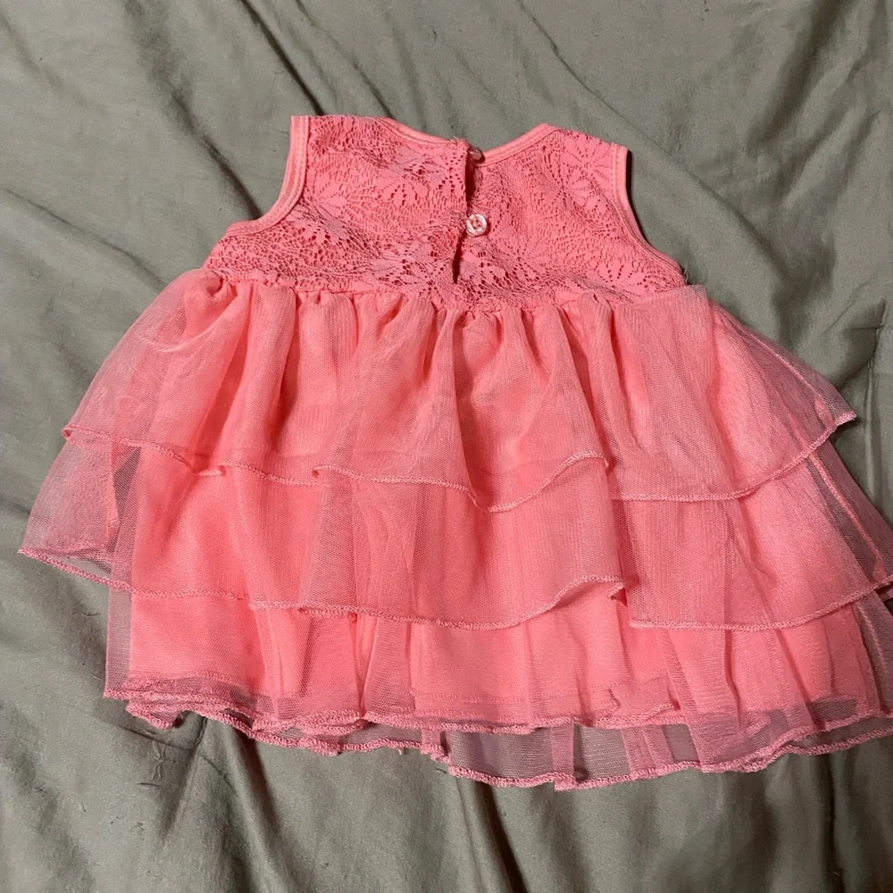 Pink‎ Sleeveless Lace Tiered Dress for Kids